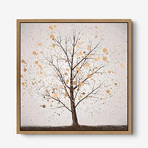 signwin Framed Canvas Wall Art Gold Trees and...