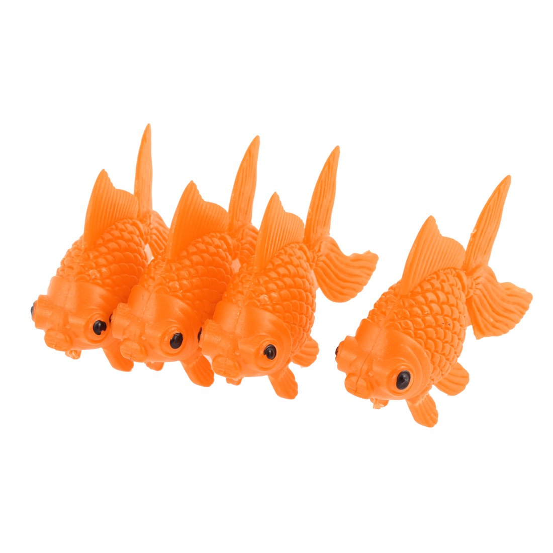 Uxcell Swing Tail Goldfish Plastic Fish Tank Ornament Artificial 4 Pcs Orange