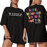 Oversized Christian Shirts for Women God is Within Her T Shirt Casual Christians Inspirational Tee Tops