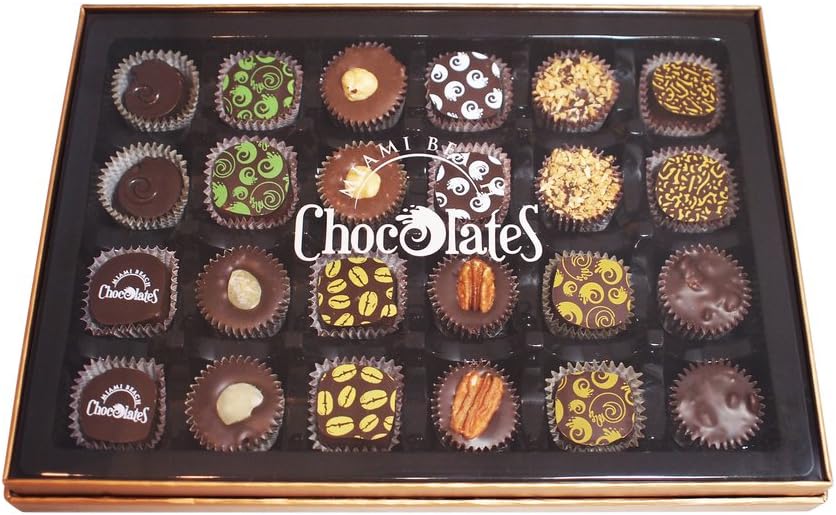 Hand-Crafted Gourmet Chocolate Truffles, Artisan Made To Order, Milk Chocolate, Kosher Cholav Yisroel, Includes Gift Box Miami Beach Chocolates 24 Pieces