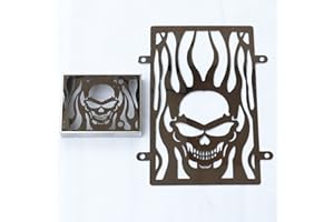 AKSYZ Stainless Steel Skull Radiator Grille Cover & Rectifier Grill Guard Cover Blade For Kawasaki Vulcan VN900 2006-2016 Chr