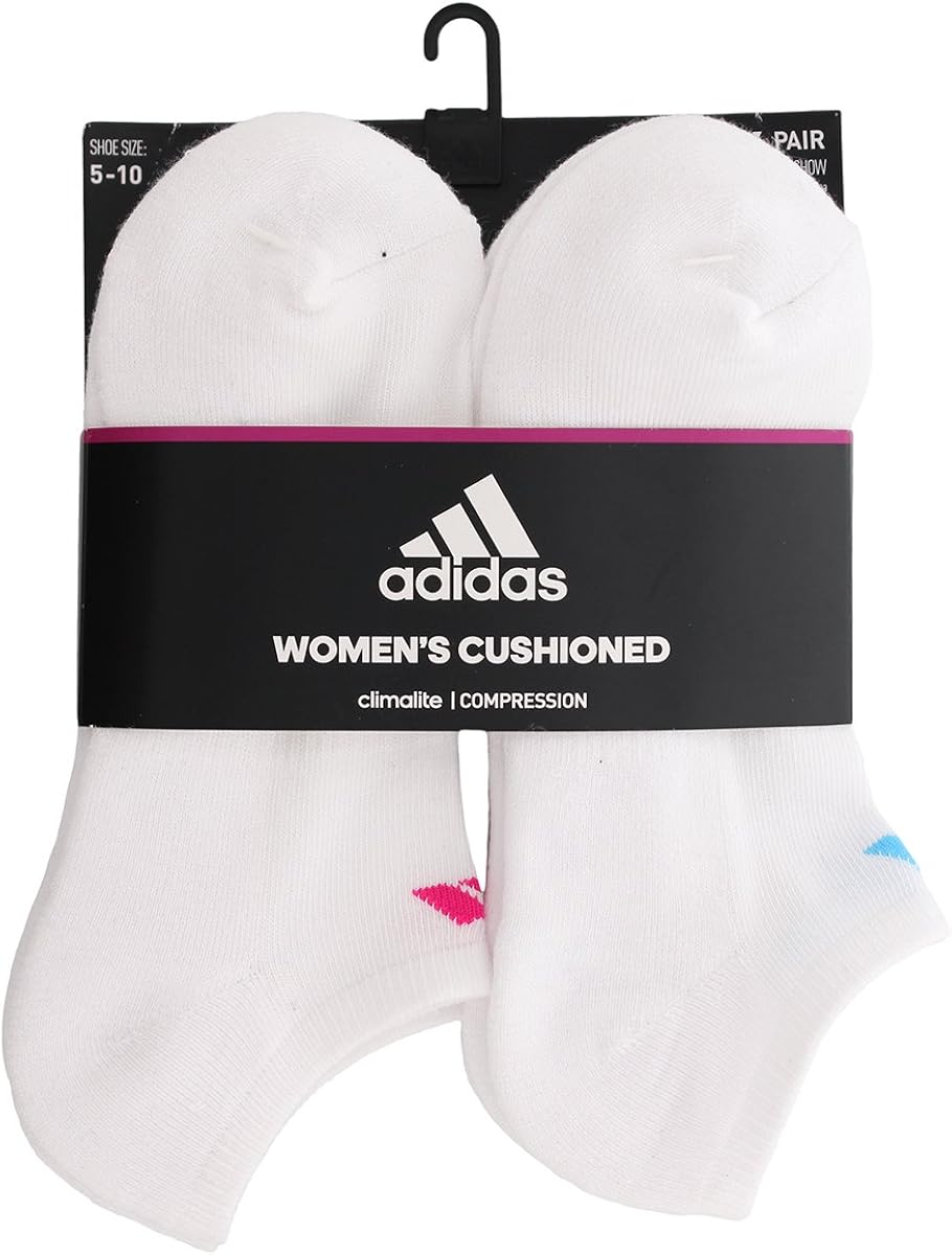adidas Women's Athletic No Show Sock (6-Pair), Black/Aluminum 2, Medium, (Shoe Size 5-10): Clothing