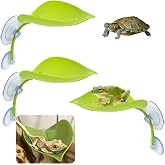 KABASI 3 Pack Plastic Leaf Platform with 6pcs Suction Cups for Reptile Frog | Leaf-Shaped Reptile Basking Resting Spot Habitat Decorations, Tree Frog Tank Accessories for African Dwarf Amphibian, Green