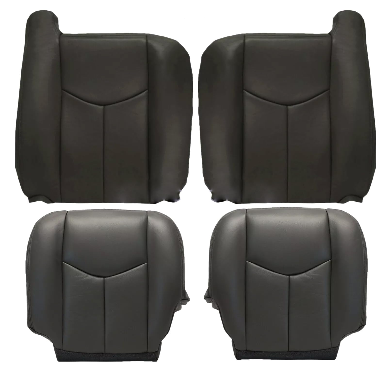 Photo 1 of SecosAutoparts Driver & Passenger Bottom & Top Lean Back Dark Gray Without Seat Armrest Leather Seat Cover Compatible With Chevy Silverado Avalanche Tahoe Suburban GMC Sierra Yukon 2003 2004 2005 2006
