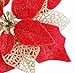 Osiga (Pack of 12) Glitter Poinsettia Christmas Tree Ornaments,Christmas Decorations Flower (Red)