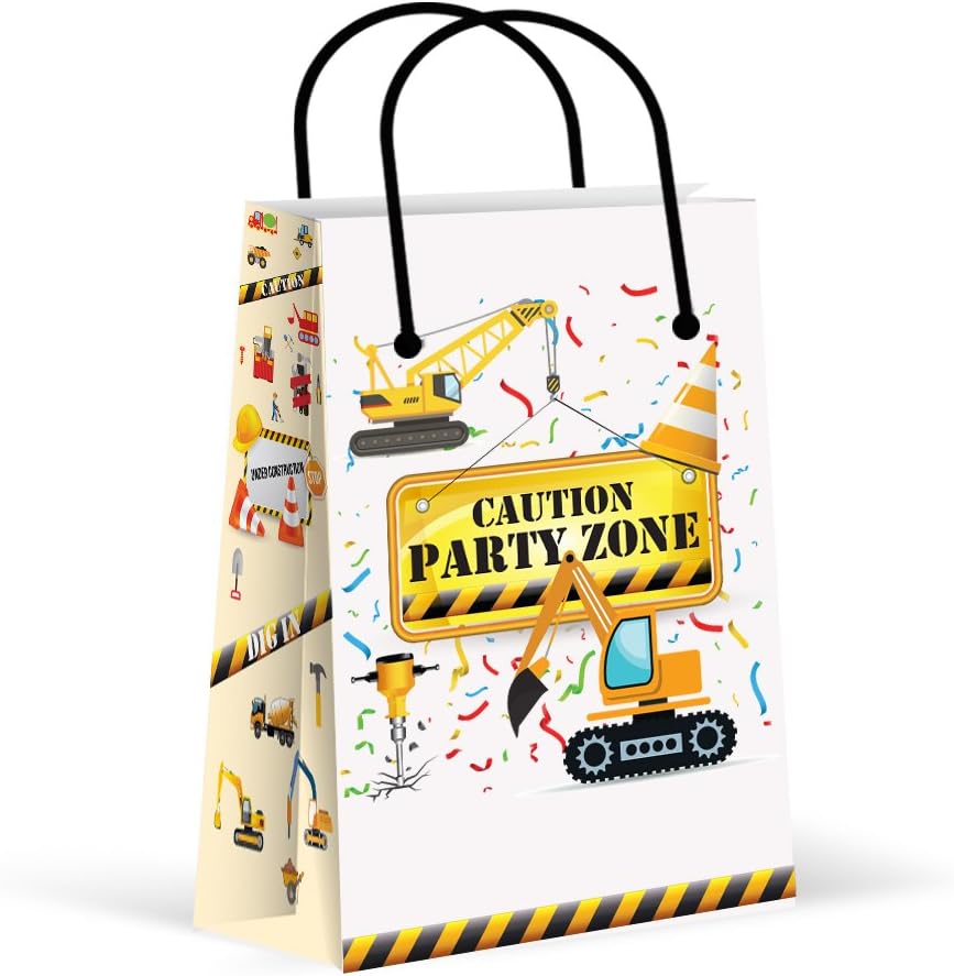 LARZN Premium Construction Party Bags, Boys Party Favor