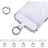 SEVENKA 6 Pack Phone Tether Tab for iPhone, 6 Spring O Ring Clasps, Cell Phone Lanyard Patch Strap Replacement Part for All Full Cases, White
