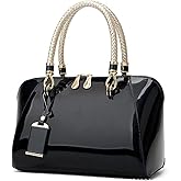 XingChen Shiny Patent Women Faux Leather Handbags Crossbody Bag Top Handle Purse Satchel Bag Shoulder Bag
