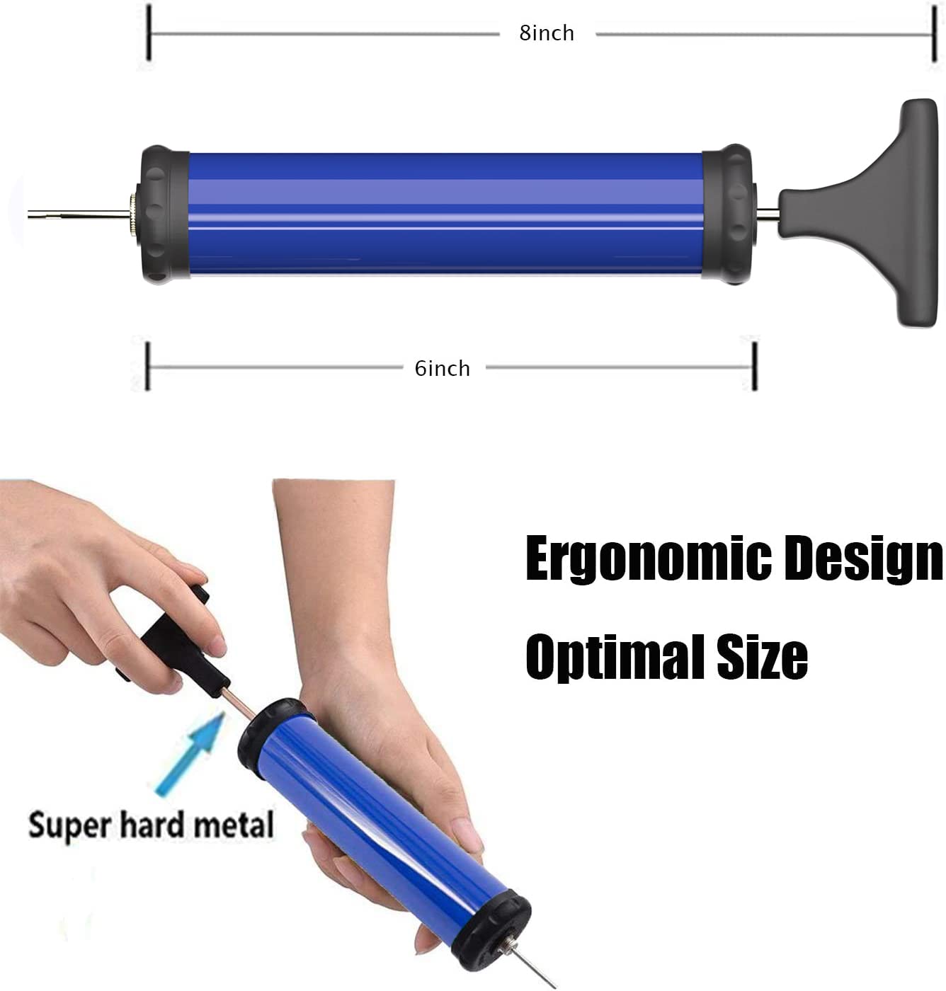 Portable Ball Pump, Air Pump with 4 Needles 2 Nozzle 1 Extension Hose Great for Basketball Football Volleyball Soccer