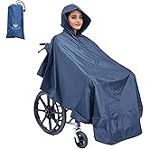 Wheelchair Poncho Wheelchair Cover Lightweight, Breathable & Waterproof Wheelchair RainCape Universal Fit, Mobility Scooter & Electric Wheelchair Poncho Full Body Coverage for Adults Reusable (Blue)