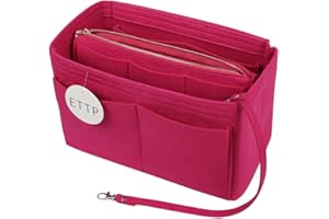 ETTP Purse Organizer Insert, Felt Tote Organizer Insert With Metal Zipper, Handbag Organizer For Speedy, Neverfull, Tote, Handbag, 7 Colors 5 Sizes