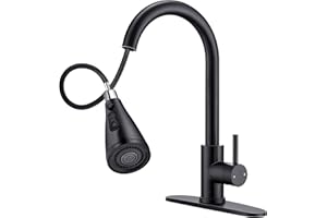 JAFETON Modern Kitchen Faucets with 3 Modes and Pull Down Sprayer, Stainless Steel High Arc Single Handle 360° Swivel Kitchen Sink Faucets 1 or 3 Hole for Farmhouse Laundry Camper Rv Bar