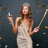MIOSJI 21st Birthday Sash Crown Crystal Tiara Gold Girl Party Gift Accessory view 7