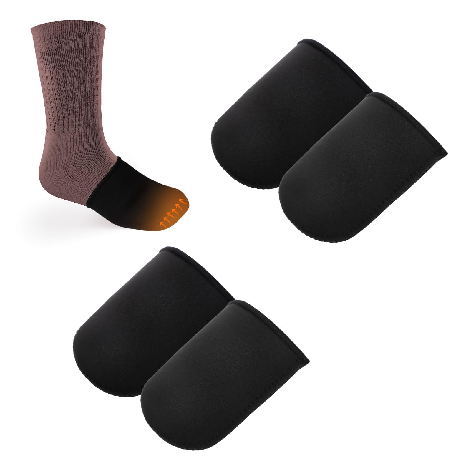 PEUTIER 2 Pairs Neoprene Toe Warmers, 0.12 Inch Toe Cuffs Toe Warmers Boots Worn Inside Shoes or Boots Toe Warm Socks for Winter (S/M)
