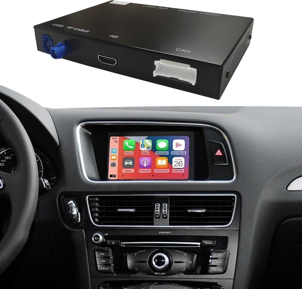 Ninetom Wireless CarPlay Android Auto Retrofit Kit for 2009-2017 Audi A4 A5 Q5 S4 S5 with 2G MMI, Carplay Module Receiver Box, Support Navigation, Maps, Music, Mirrorlink, Camera, Siri, YouTube