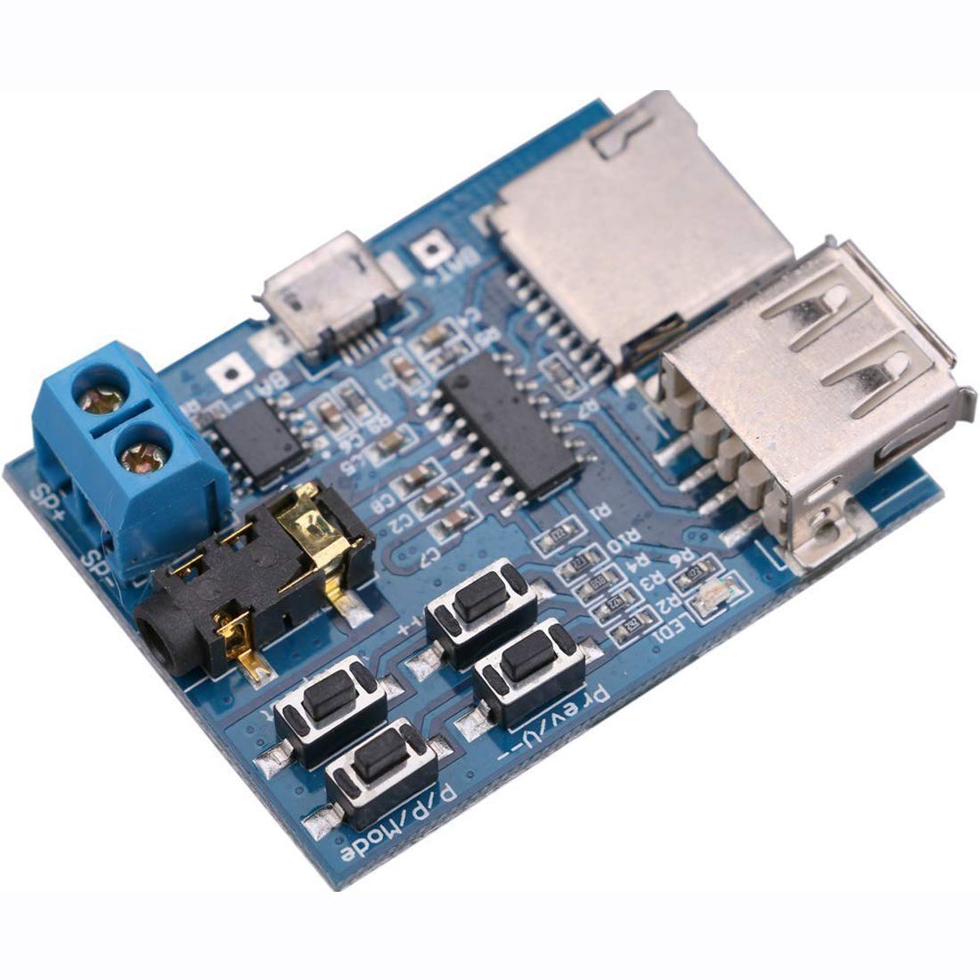 Photo 1 of HiLetgo TF Card U Disk Play MP3 Decoder Player Module with Audio Amplifier Audio Decoding Player Module Micro USB 5V Power Supply