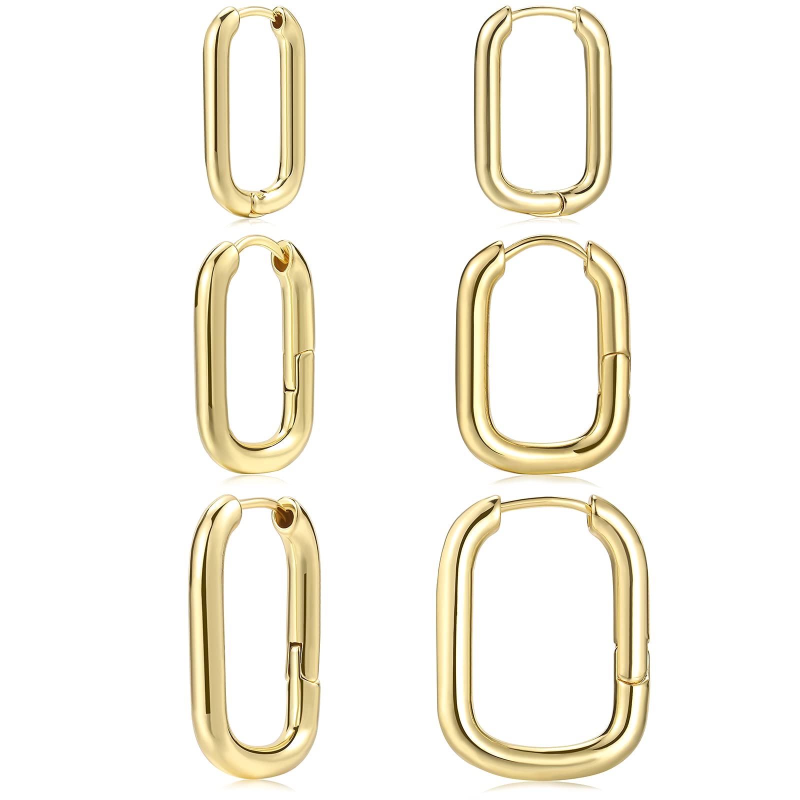17 MILE Gold Hoop Earrings for Women, 14K Real Gold Plated Lightweight Chunky Gold Hoops Earrings for Gifts