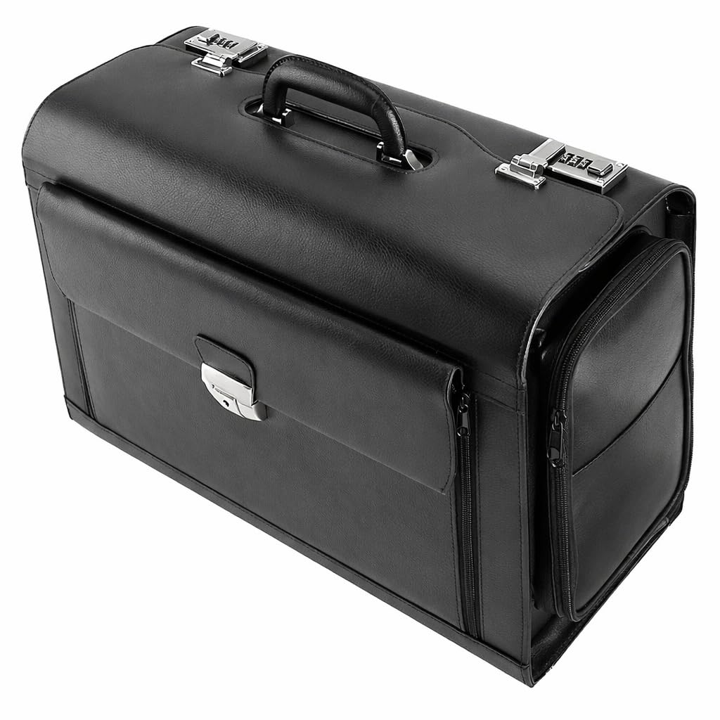Alassio 949728 - Black Leather Pilot Briefcase