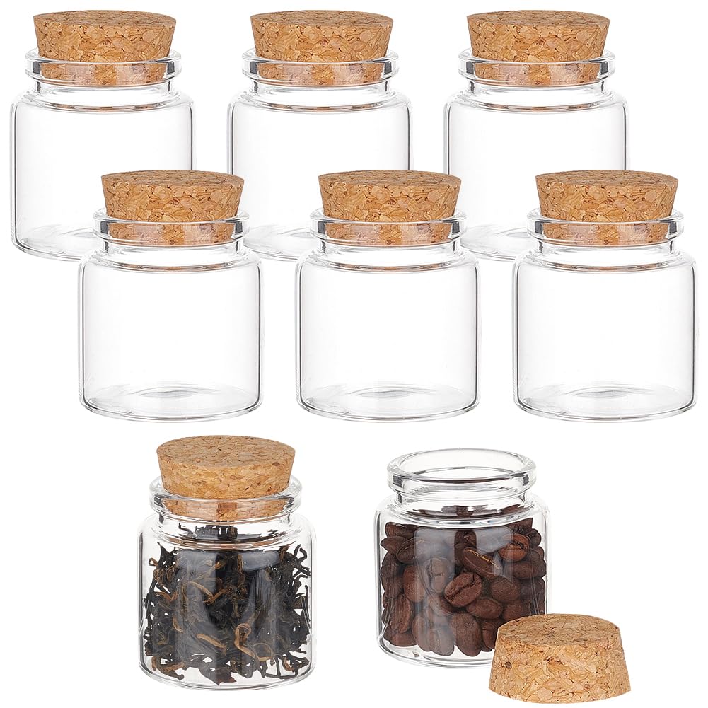 BENECREAT 8Pcs 50ml/1.7oz Mini Glass Bottles with Cork Stoppers, Wish Bottles, Message Bottles for Wedding Party Supplies, DIY Craft, Shower Favors