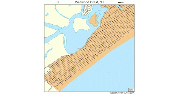 Street Map Of Wildwood Crest Nj Large Street & Road Map Of Wildwood Crest, New Jersey Nj - Printed Poster  Size Wall Atlas Of Your Home Tow : Home & Kitchen