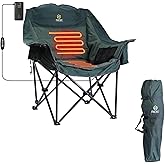 Nice C Heated Camping Chairs with Battery, Outdoor Heated Sports Chair, Oversized XL Padded Camping Chair, Wide&Thick, Heavy Duty 400lb, Carry Bag, Cup Holder & Cooler (One Green)