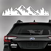 GRITKULTURE Snow Mountain Tree Decal Sticker 6.7inch Wide Premium Badge Universal for SUV, Subaru, Trucks, Tailgate, Cars, Windows, Emblem Auto Decoration Accessories (White)
