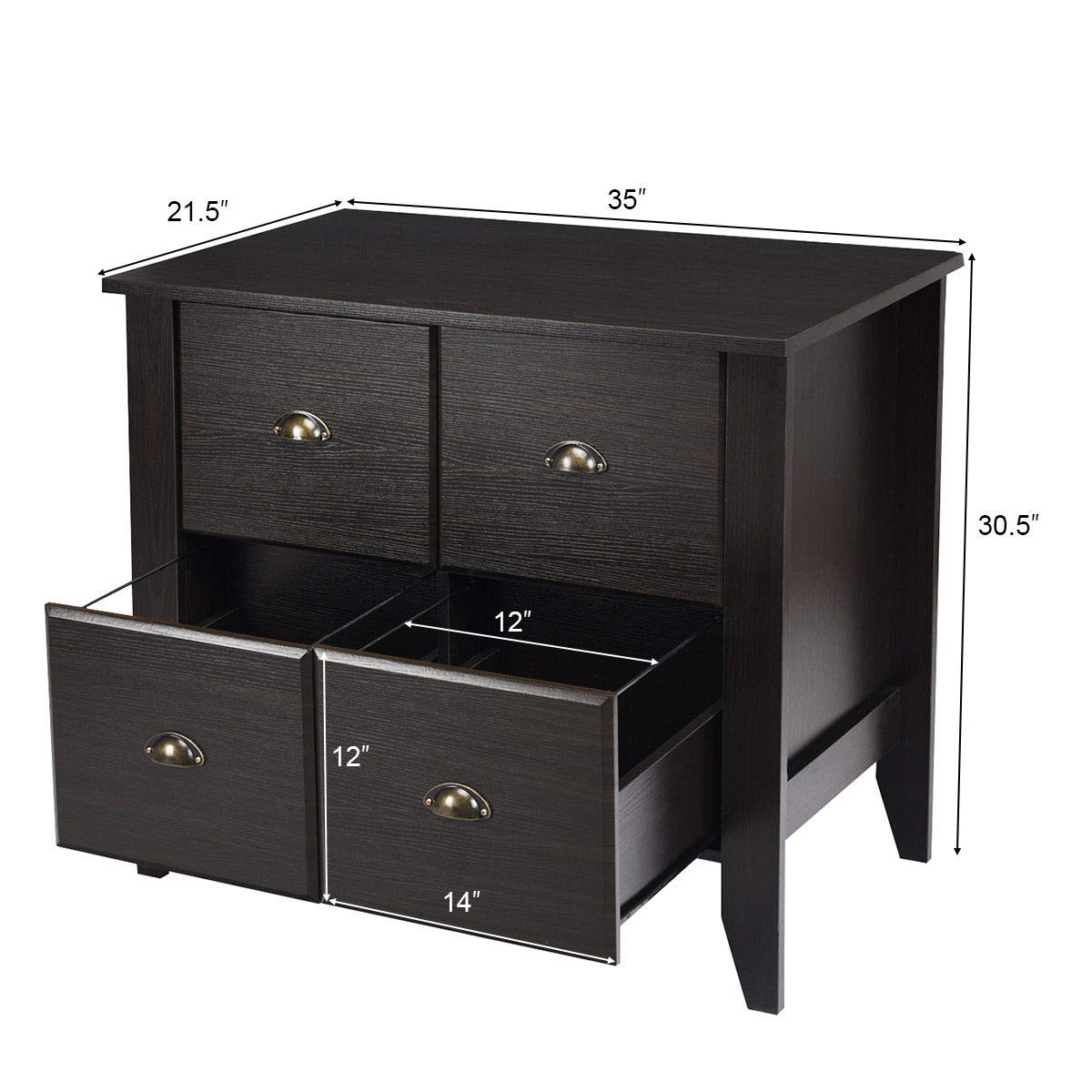 Black Giantex Lateral File Cabinet Wooden W 4 Drawers Multi