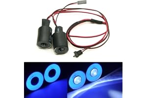 MOHERO 2 LEDs Angel Eyes & Demon Eyes LED Light Headlights for 1/10 RC Model Crawler Cars Headlamps (Blue+White, 22mm)