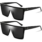 FEISEDY Oversized Sunglasses Mens Womens Flat Top Square Trendy Visor Shades UV400 B2470