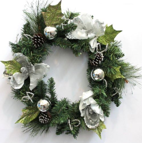 Decorazioni Natalizie Con Foglie Di Magnolia.Swift 45 Cm Argento Magnolia Ghirlanda Di Natale Appeso Porta Decorazione Di Natale Amazon It Giardino E Giardinaggio