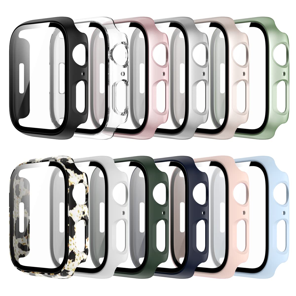 [Pack of 12] Protective Case for Apple Watch 38 mm, Case Hard Protection and HD Tempered Screen Protector Accessories Compatible with iWatch Series 3/2/1 38 mm Smartwatch Case
