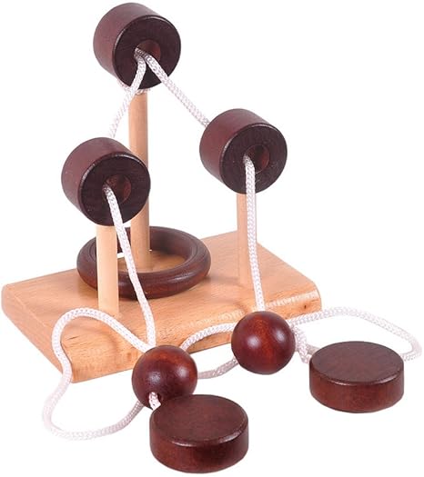 wood string and ring puzzle