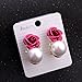 Paymenow Womens Girls Bohemia Earrings Fashion Summer Rose Pearl Circle Ear Clip Nice Jewelry (Hot Pink)
