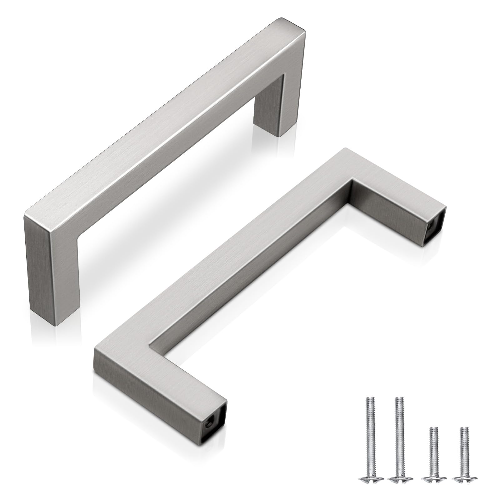 Photo 1 of EZRENOVA 3-1/2" Brushed Nickel Stainless Steel Cabinet Handles 10 Pack - Modern Kitchen Drawer Pulls, Dresser Hardware for Home