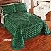 Collections Etc Royalty Elegant Scroll and Checkered Pattern Chenille Bedspread with Fringe Border, Ivory, Queen