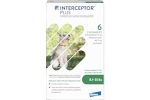 Interceptor Plus Prevention for Heartworm + 4 Other Worms for Dogs 8.1-25 lbs. | 6 Chews, 6-Month Supply