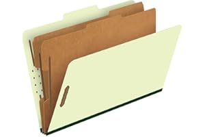 Pendaflex Pressboard Classification File Folders, 2 Dividers, 2" Embedded Fasteners, 2/5 Tab Cut, Legal Size, Light Green, Bo