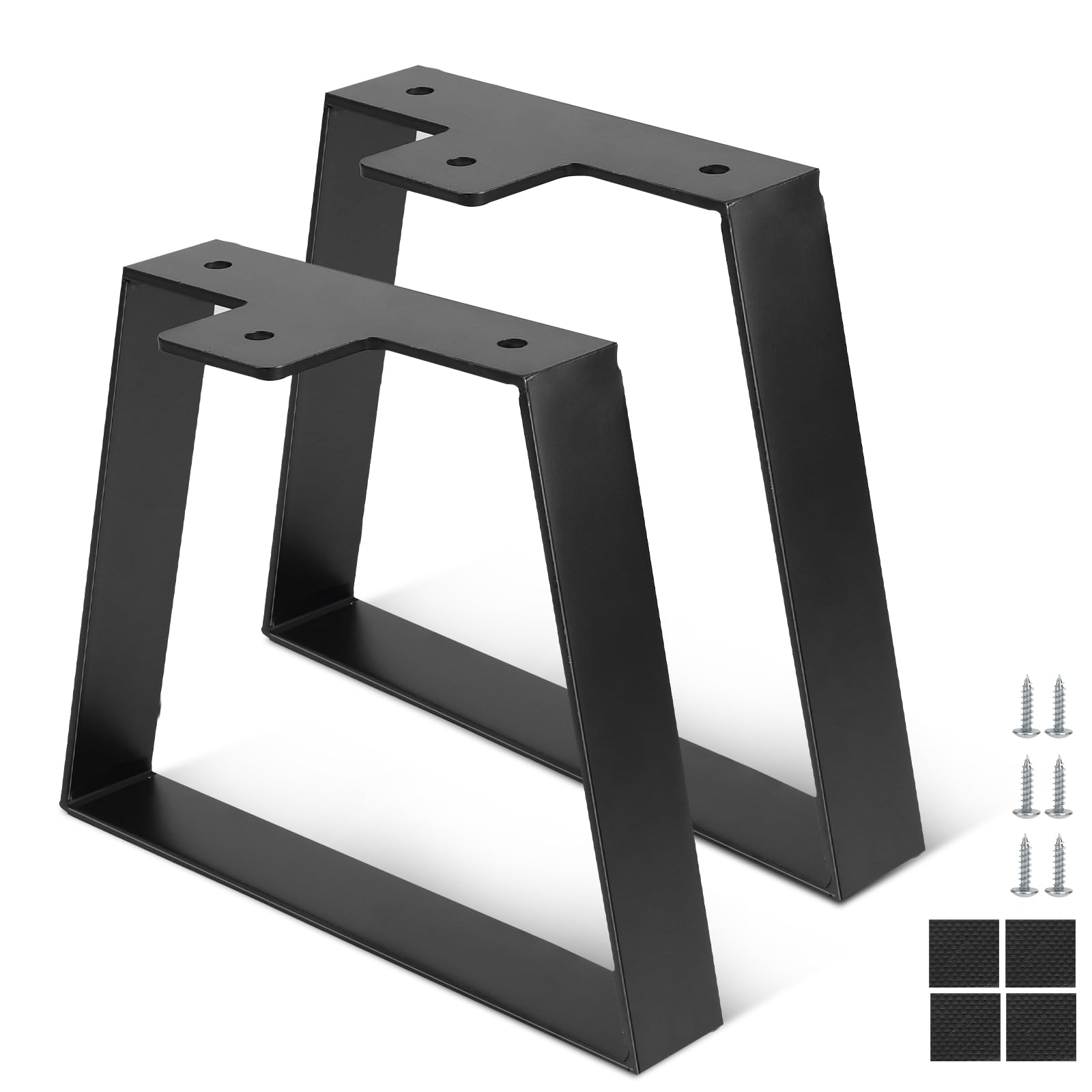 DBREAKS 15 cm Trapezoidal Table Legs, Black Trapezoid Table Leg, Metal Furniture Feet, Table Frame Table Runners with Screws, Furniture Runners for DIY Coffee Table, Bedside Table, Bench