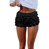 Women's Ruffle Shorts Y2K Lace Lolita Bloomers | Tiered lace pettipants, coquette boy shorts, festivals, cosplay and dress layering