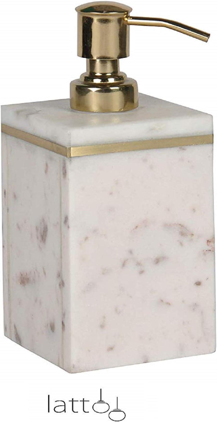 Lattoo Handmade White Marble and Brass Handwash Liquid Soap Dispensers for Bathroom