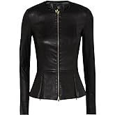 Captain Cory Women's Leather Jacket – Drowned Black Lambskin Biker Peplum Style, Genuine Leather