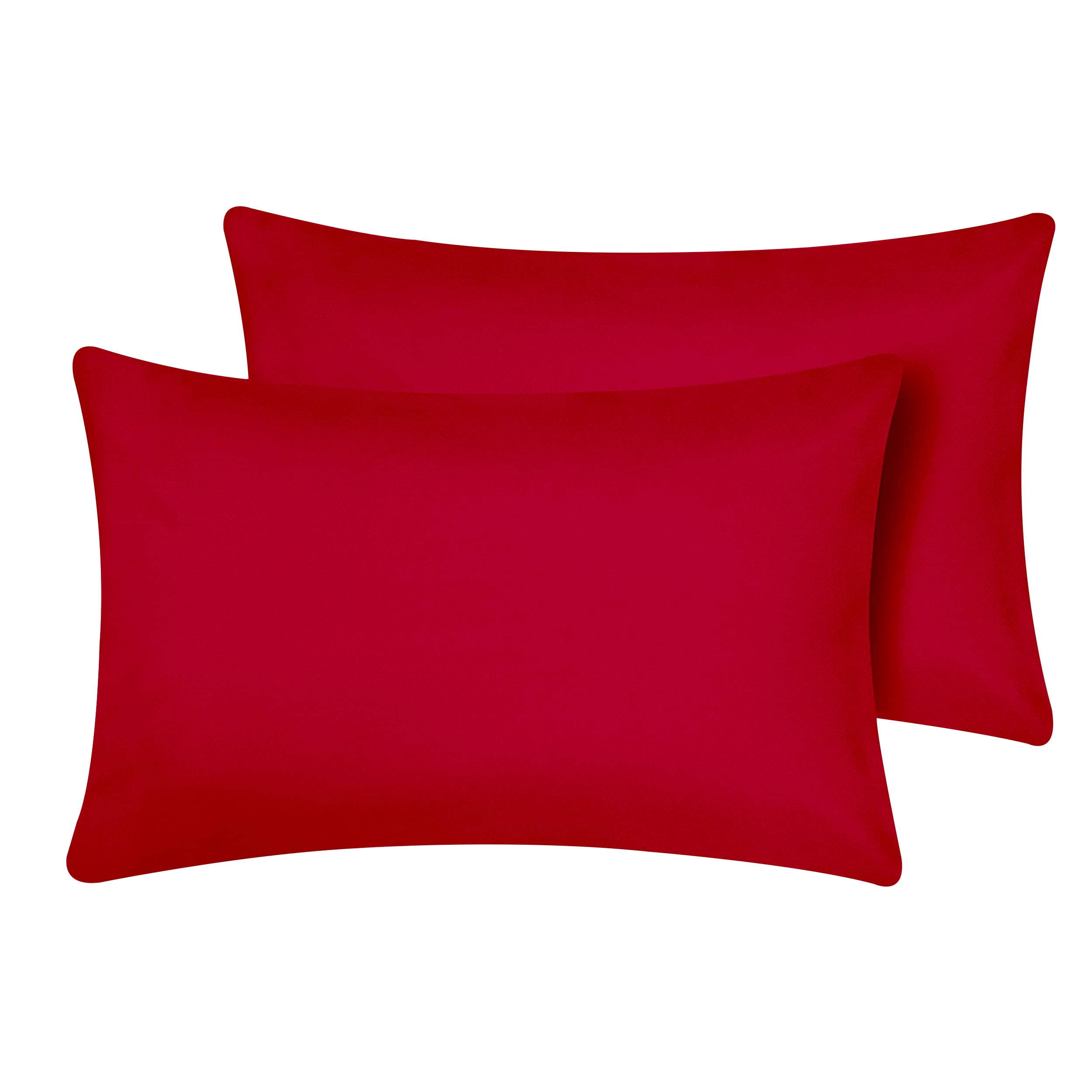 Oxford Homeware Red Pillow Cases 2 Pack Brushed Microfiber – Standard Pillowcases Fade Resistant Pillow Cover Envelope Closure Pillow Covers (50 x 75 cm)