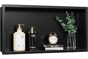 ACEMIRO Shower Niche, 24" X 12"(Inner Size 22.6"X11") No Tile Needed Stainless Steel Wall Niche Bathroom Shelf for Shower Wall, Recessed Niche Shower Insert for Bathroom Storage, Black