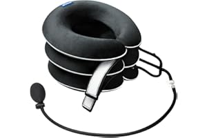 Cervical Neck Traction Device for Pain Relief - Inflatable Neck Stretcher Collar for Decompression - Best Home Use Brace Pump