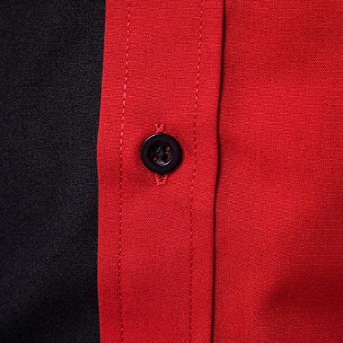 Sumen Men's Button Down Dress Shirts Patchwork Color Block Casual Long Sleeve Blouse (L, Black) - Thumbnail 5