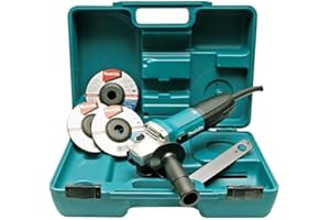 Makita 5" Angle Grinder with Thumb Switch and Case, Labyrinth Construction, Ergonomic Soft Grip, Slim Housing Design