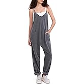 EXLURA Womens Casual Summer Jumpsuits 2026 Romper Bib Outfits Beach Vacation Denim Trendy Fashion Overalls with Pockets