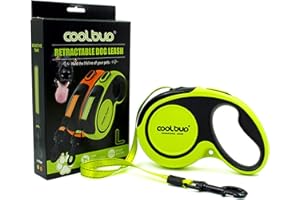 JOYPAWS 360° Tangle-Free, Heavy Duty Retractable Dog Leash with Anti-Slip Handle; 16 ft Reflective Strong Nylon Tape; for Large Dog or Cat up to 110 lbs; One-Handed Brake, Pause, Lock (Green, Large)