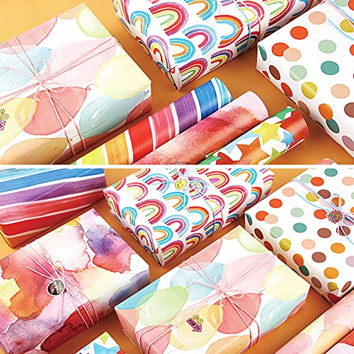 Apol Gift Wrapping Paper Birthday,Rainbow Pink Folded Gift Wrap Set 20
