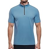 Fioboc Men's Long/Short Sleeve Polo Shirts Quarter Zip Slim Fit Mock Neck Solid Basic T-Shirt Quick Dry Golf 1/4 Zip Shirts